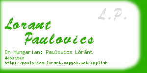 lorant paulovics business card
